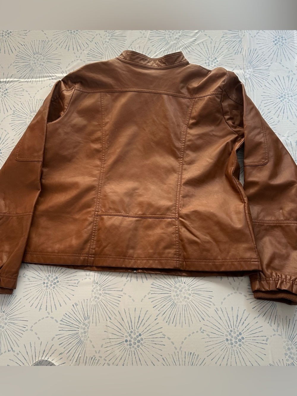 George Chestnut Brown Leather Zip-Front Jacket size 18W-20W - Picture 4 of 13